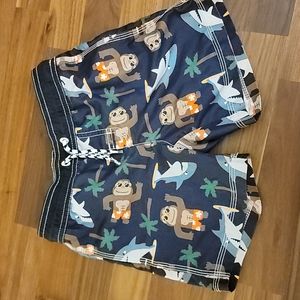 Gymboree 3t Monkey & Sharks Swim Trunks
